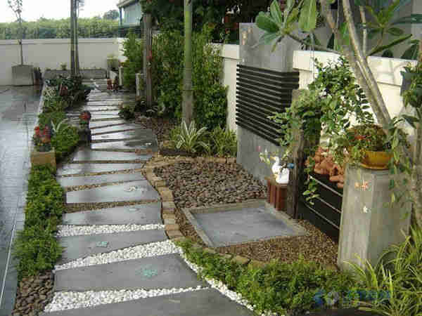 私家小院石材砌花園樣式設計圖片 一樓庭院景觀布置效果圖